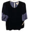 Velvet Size S Navy Blue Viscose & Silk Velvet Short Puff Sleeve Fabric Block Top Navy Blue / S