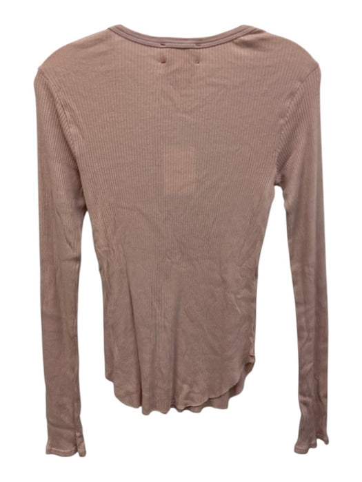 XiRENA Size XS Light Pink Supima Cotton Long Sleeve Rib Knit 1/4 Button Top Light Pink / XS