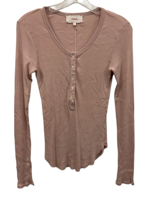 XiRENA Size M Light Pink Supima Cotton Long Sleeve Rib Knit 1/4 Button Top Light Pink / M