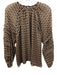 Misa Size M Black & Beige Polyester Long Sleeve Abstract Print Sheer Top Black & Beige / M