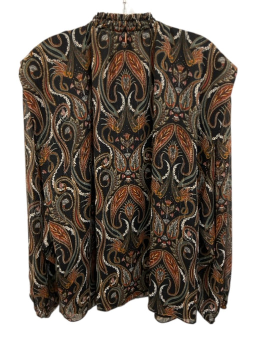 Misa Size L Black, Green, Orange Polyester & Metallic Long puff sleeve Top Black, Green, Orange / L