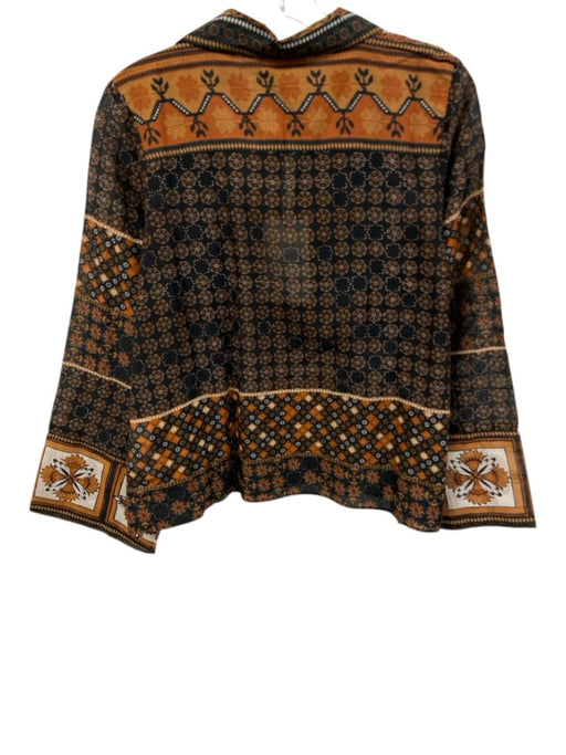Cleobella Size XS Navy Blue, Orange & Brown Organic Cotton Long Sleeve Top Navy Blue, Orange & Brown / XS
