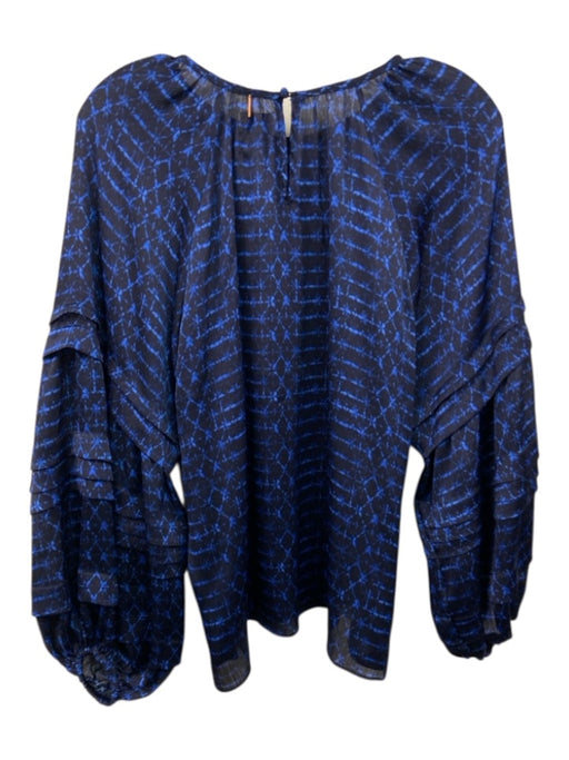 Misa Size M Blue & Navy Print Polyester Long puff sleeve Abstract Print Top Blue & Navy Print / M