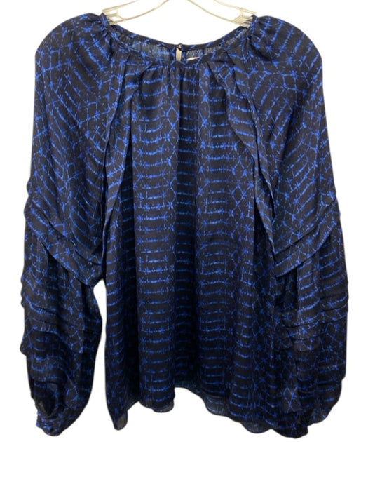 Misa Size M Blue & Navy Print Polyester Long puff sleeve Abstract Print Top Blue & Navy Print / M
