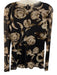 Misa Size M Black, Green, Beige Polyester & Spandex Mesh Floral Print Top Black, Green, Beige / M
