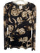 Misa Size M Black, Green, Beige Polyester & Spandex Mesh Floral Print Top Black, Green, Beige / M