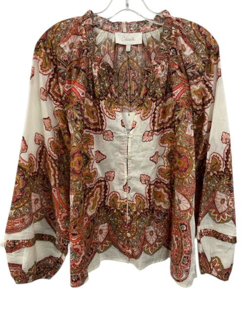 Cleobella Size L Pink, Yellow, White Organic Cotton Long Sleeve Buttons Top Pink, Yellow, White / L