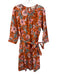Banjanan Size L Orange, Pink, Green Cotton Poplin Long Sleeve Floral Print Dress Orange, Pink, Green / L