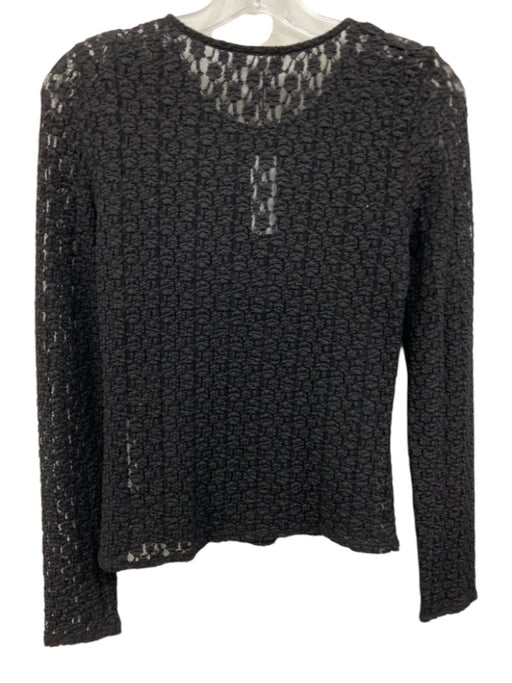 Velvet Size S Black Nylon & Cotton Long Sleeve Textured Semi Sheer Tank Inc Top Black / S