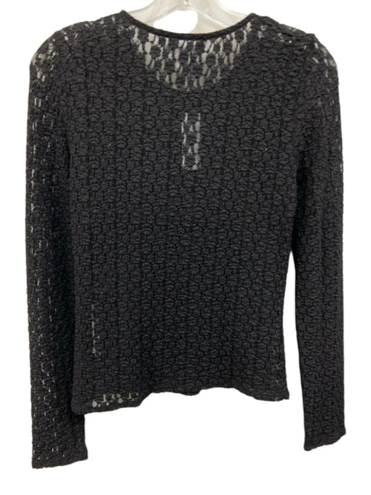 Velvet Size S Black Nylon & Cotton Long Sleeve Textured Semi Sheer Tank Inc Top Black / S
