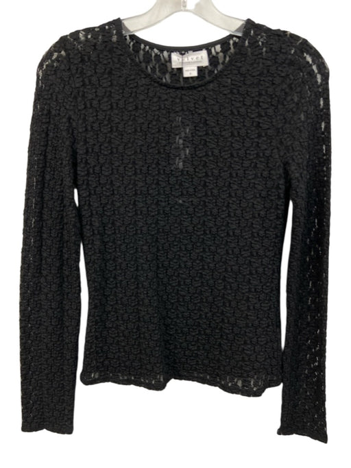 Velvet Size S Black Nylon & Cotton Long Sleeve Textured Semi Sheer Tank Inc Top Black / S