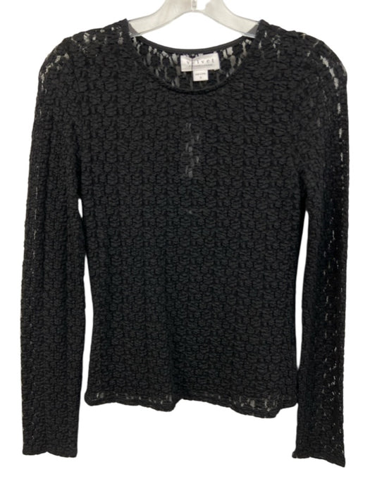 Velvet Size S Black Nylon & Cotton Long Sleeve Textured Semi Sheer Tank Inc Top Black / S