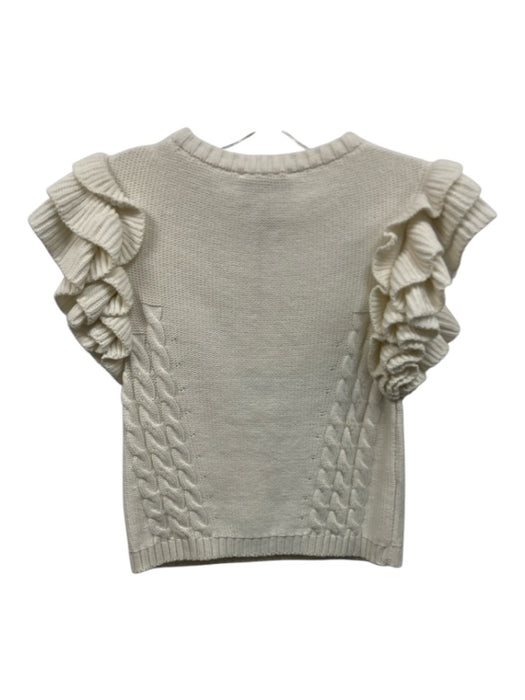 Cleobella Size M Ivory White Organic Cotton Ruffle Cap Sleeve Cable Knit Top Ivory White / M