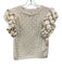 Cleobella Size M Ivory White Organic Cotton Ruffle Cap Sleeve Cable Knit Top Ivory White / M