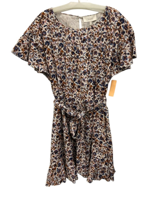 Cleobella Size L White, Orange & Blue Cotton floral print Pleat Detail Dress White, Orange & Blue / L