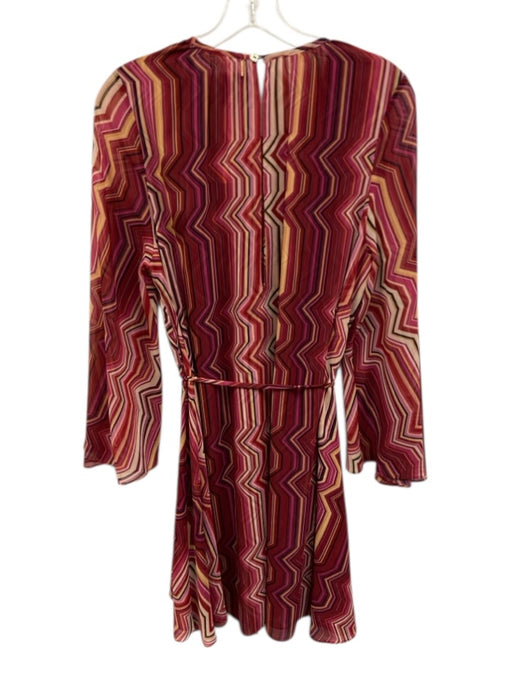 Misa Size L Red, Pink, Yellow Polyester Chevron Stripe Long Wide Sleeve Dress Red, Pink, Yellow / L