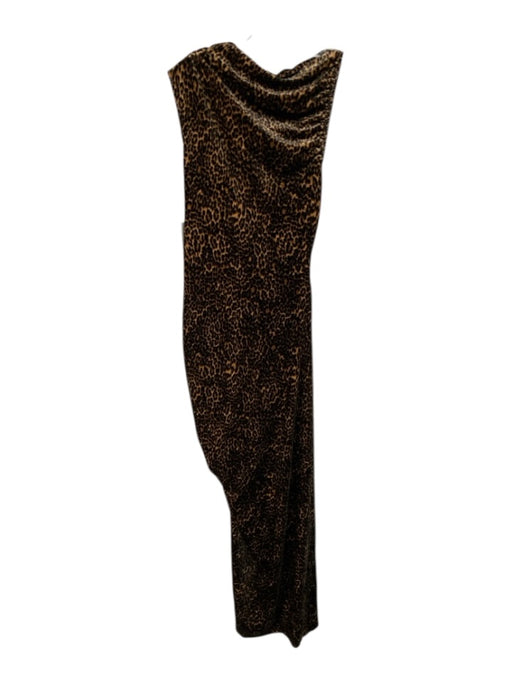 Good American Size S Black & Brown Polyester Blend Velvet Leopard Print Dress Black & Brown / S