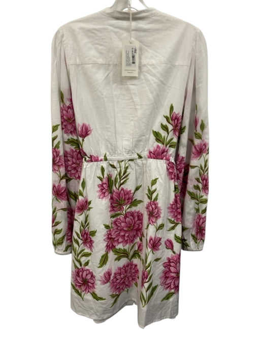 Banjanan Size L White, Pink & Green Cotton Floral Long Sleeve Button Front Dress White, Pink & Green / L