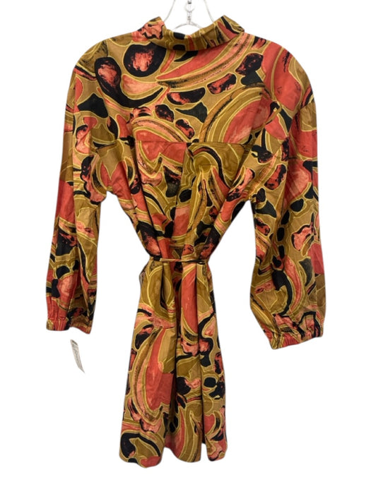 Cleobella Size S beige, pink & black Cotton Long Sleeve Abstract Swirls Dress beige, pink & black / S