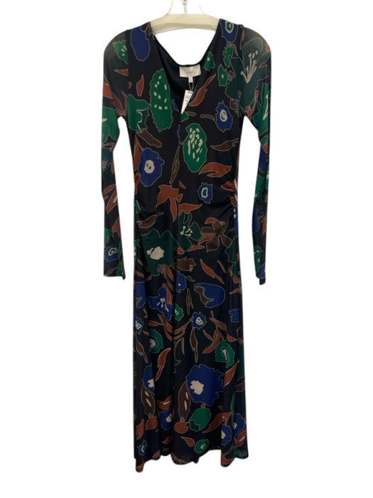 Cleobella Size M Black, Blue, Green Nylon & Elastane Mesh Abstract Print Dress Black, Blue, Green / M