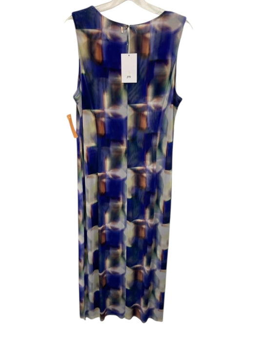 Misa Size L Blue & Multi Polyester Blend Mesh Abstract Print Sleeveless Dress Blue & Multi / L