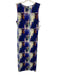 Misa Size L Blue & Multi Polyester Blend Mesh Abstract Print Sleeveless Dress Blue & Multi / L