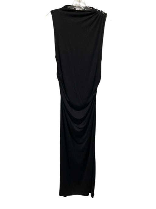 Misa Size L Black Modal Blend Boat Neck Sleeveless Stretch Button Detail Dress Black / L