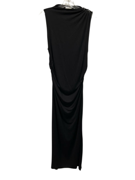 Misa Size L Black Modal Blend Boat Neck Sleeveless Stretch Button Detail Dress Black / L