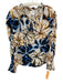 Misa Size L White, Blue & Yellow Polyester Long Sleeve Abstract Print Top White, Blue & Yellow / L