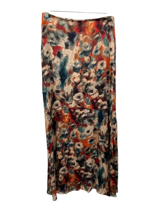 Cleobella Size XS Beige, Red, Blue Viscose Abstract Print Side Zip Slip Skirt Beige, Red, Blue / XS
