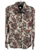 Cino Size S White, Brown, Black Cotton Long Sleeve Abstract Floral Buttons Top White, Brown, Black / S