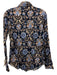 Cino Size XS Blue & Beige Cotton Long Sleeve Abstract Floral Buttons Collar Top Blue & Beige / XS