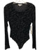 Good American Size 1/S Black Polyester & Nylon Long Sleeve Zebra Snaps Bodysuit Black / 1/S