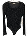 Good American Size 3/L Black Polyester & Nylon Long Sleeve Zebra Snaps Bodysuit Black / 3/L