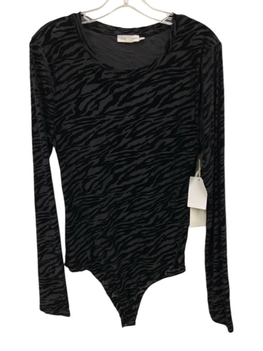 Good American Size 4/XL Black Polyester & Nylon Long Sleeve Zebra Snaps Bodysuit Black / 4/XL