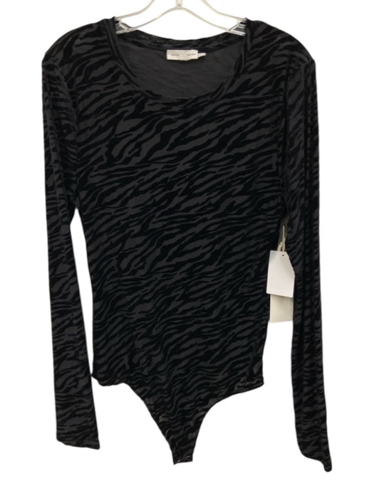 Good American Size 4/XL Black Polyester & Nylon Long Sleeve Zebra Snaps Bodysuit Black / 4/XL