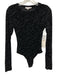 Good American Size 1/S Black Polyester & Nylon Long Sleeve Zebra Snaps Bodysuit Black / 1/S