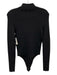 Good American Size M Black Rayon & Nylon Mock Neck Long Sleeve 1/2 Zip Bodysuit Black / M