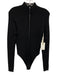 Good American Size M Black Rayon & Nylon Mock Neck Long Sleeve 1/2 Zip Bodysuit Black / M
