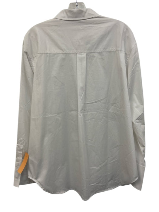 Good American Size 3/L White Cotton & Nylon Long Sleeve Buttons Collar Top White / 3/L