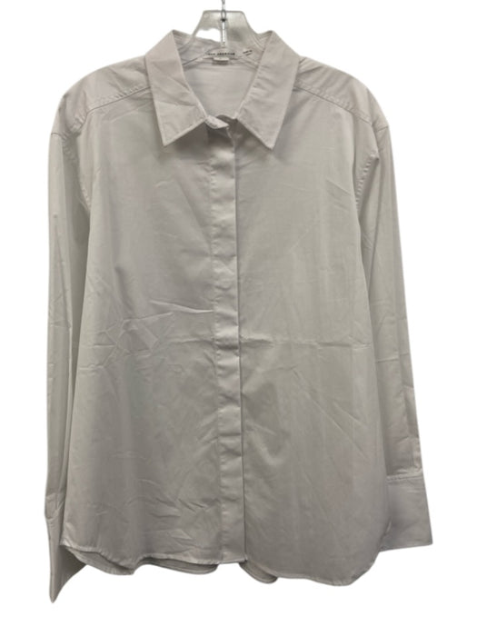 Good American Size 3/L White Cotton & Nylon Long Sleeve Buttons Collar Top White / 3/L