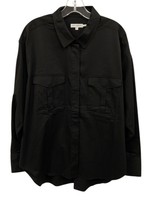 Good American Size 0/XS Black Cotton & Nylon Long Sleeve Breast Pocket Top Black / 0/XS