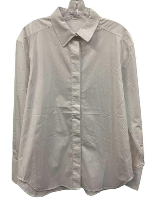 Good American Size M White Cotton & Nylon Long Sleeve Buttons Collar Top White / M