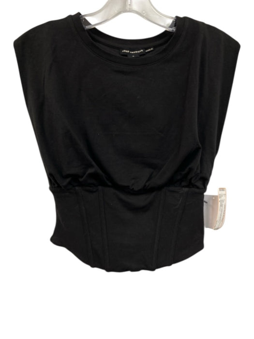 Good American Size S Black Cotton & Spandex Sleeveless Corset Side Zip Crop Top Black / S
