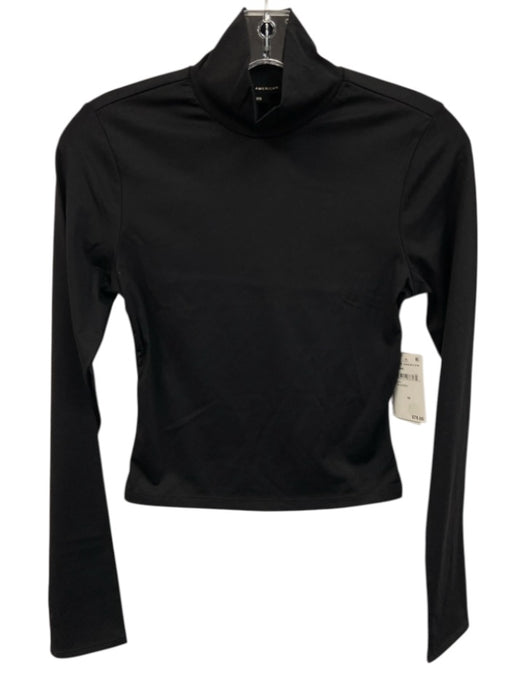 Good American Size M Black Nylon & Elastane Mock Collar Long Sleeve Top Black / M