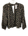 Velvet Size XS Black & Beige Cotton Long Sleeve Abstract Print Keyhole Top Black & Beige / XS