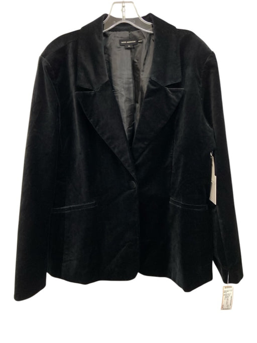 Good American Size XL Black Cotton & Viscose Velvet One Button Blazer Jacket Black / XL