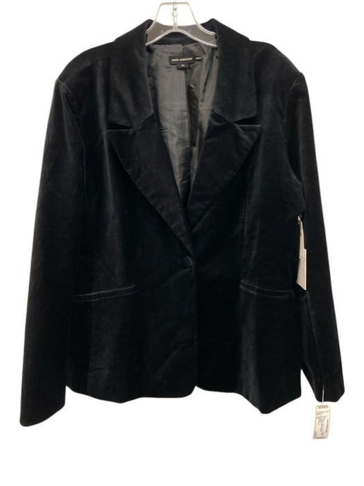 Good American Size XL Black Cotton & Viscose Velvet One Button Blazer Jacket Black / XL