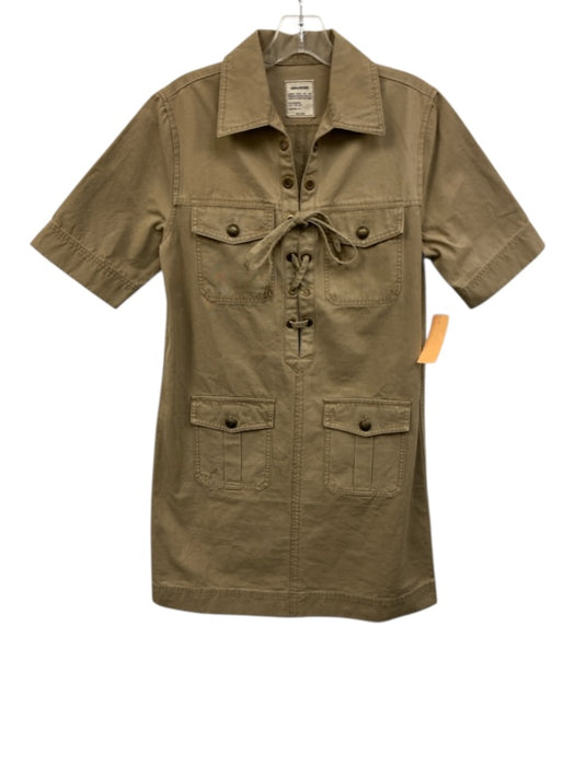 Zadig & Voltaire Size M Light Brown Cotton Short Sleeve Lace Up Dress Light Brown / M
