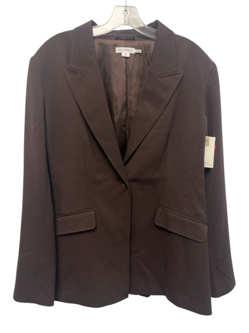 Good American Size XL Brown Polyester & Viscose Single Button Flap Pocket Jacket Brown / XL